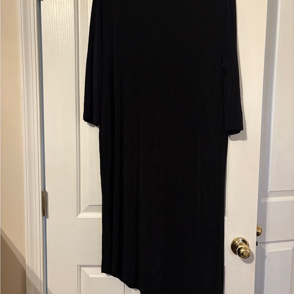 Chicos Black Travelers asymmetric hem dress with bonus necklace.  Size 3 - Picture 6 of 8